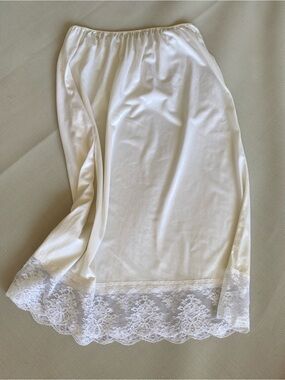 Vintage White Lace Trim Half Slip - Women's Intimates